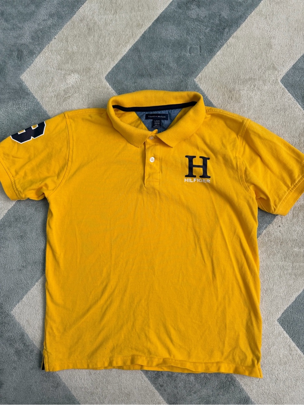 Tommy Hilfiger Polo Shirt Youth Boys Yellow Sz Large